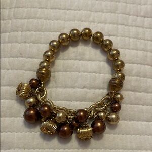 Elegant Gold and Brown Beaded Bracelet